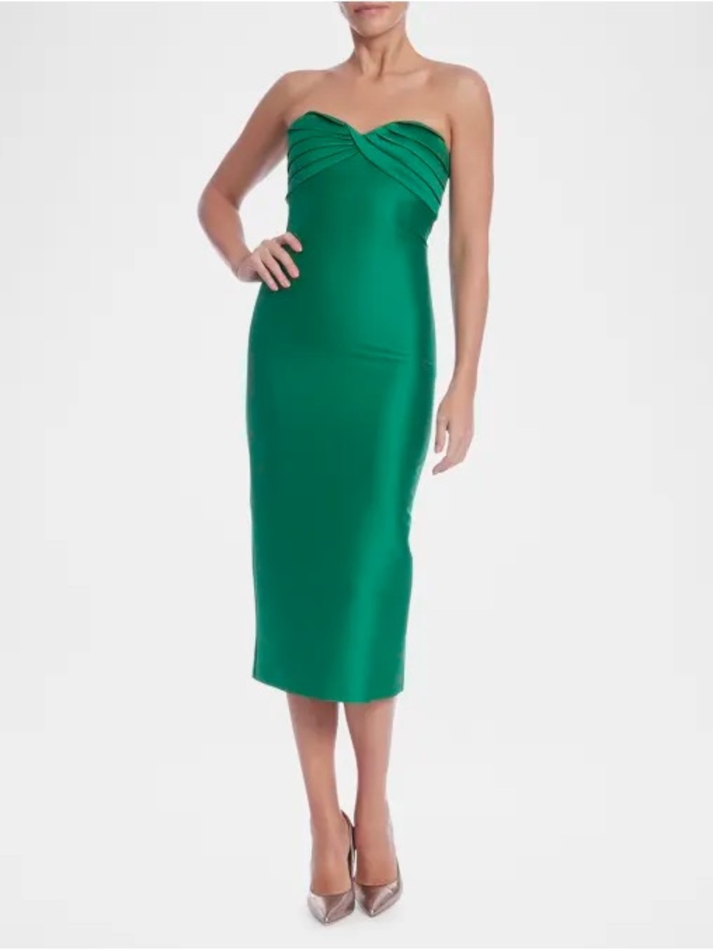 BANANA REPUBLIC EMERALD SILK EVENING STRAPLESS TUBE DRESS SEXY 14